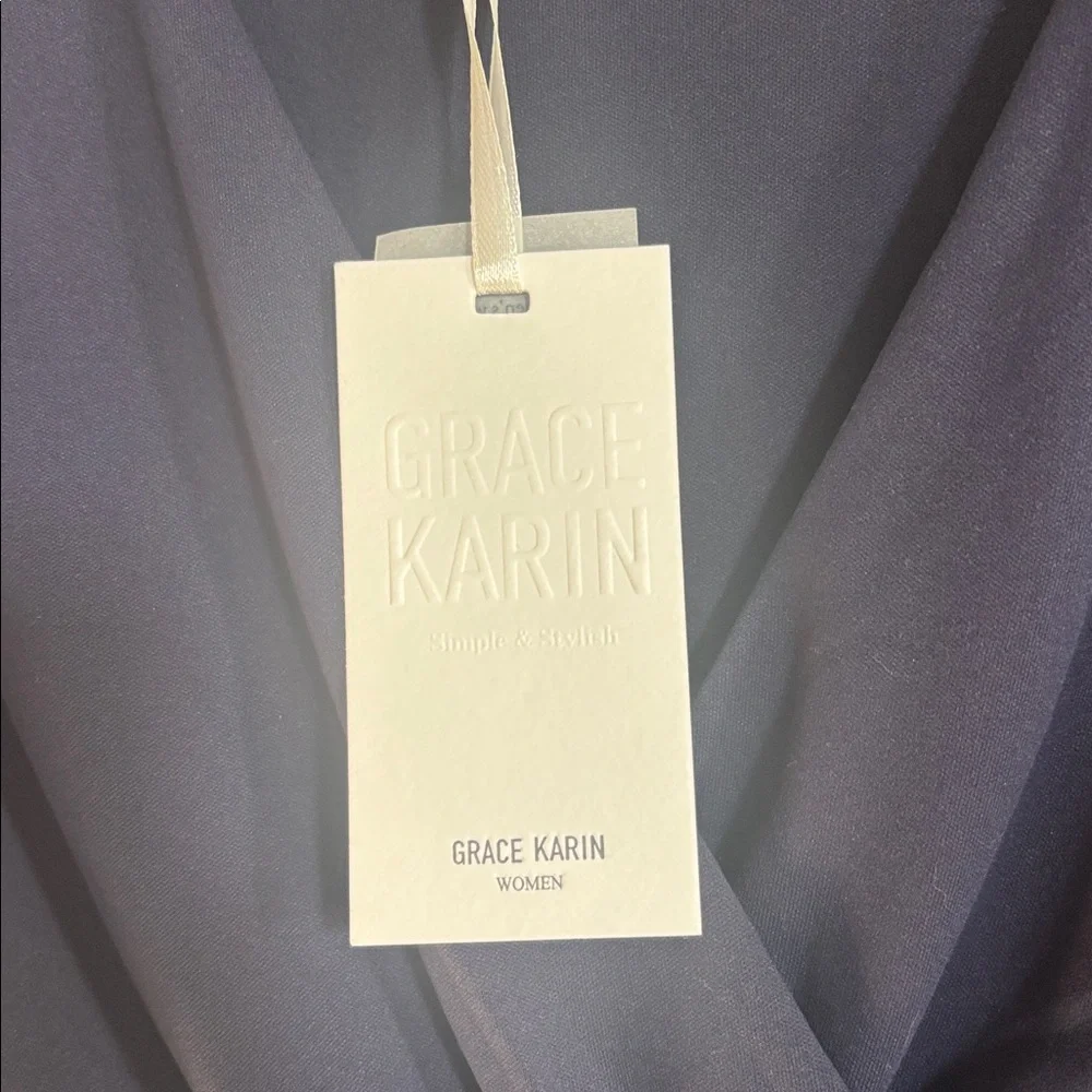 Nwt Grace Karin Deep Blue V-Neck Blouse - Picture 3 of 5